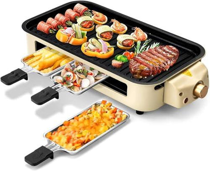 SUEWRITE Indoor Grills Electric Smokeless, Indoor Grills for Kitchen with Non-Stick Cooking Removable Plate, Portable Korean BBQ Grill with Removable Temperature Control, Dishwasher Safe, 1500W - CookCave
