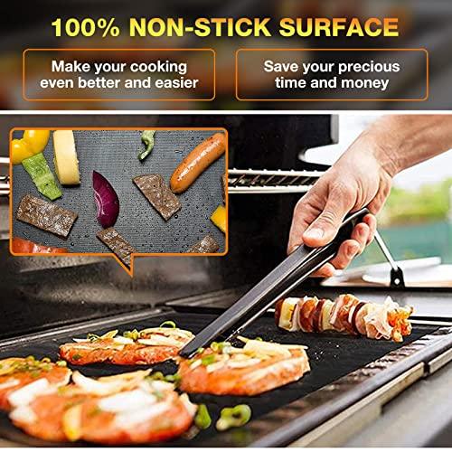 Grill Mats for Outdoor Grill Set of 6 BBQ Grill Mat Non-Stick Reusable Heavy Duty Grilling Mats Teflon Grill Sheets Grill Tools BBQ Accessories for Charcoal Grill Gas Electric Smokers Barbecue Camping - CookCave