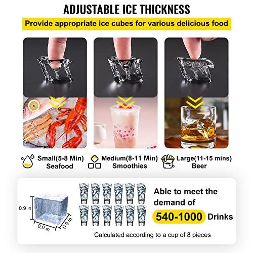 VEVOR Commercial Ice Maker Machine, 132LBS/24H Commercial Ice Machine with 22LBS Bin and Electric Drain Pump, Water Filter, Scoops Included, Under Counter Ice Maker Machine - CookCave