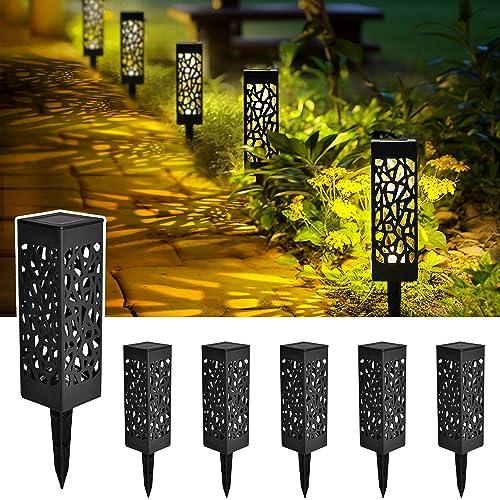 SUNCKET Solar Pathway Lights, 6 Pack LED Solar Outdoor Lights, New Upgraded Garden Decor, Solar Powered Landscape Lighting for Yard Patio Walkway Driveway Christmas - CookCave