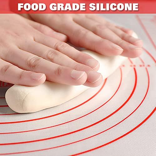 Extra Large Silicone Pastry Mat Extra Thick Non Stick Baking Mat with Measurement Fondant Mat, Counter Mat, Dough Rolling Mat, Oven Liner, Pie Crust Mat (20''(W) * 28''(L), Red) - CookCave