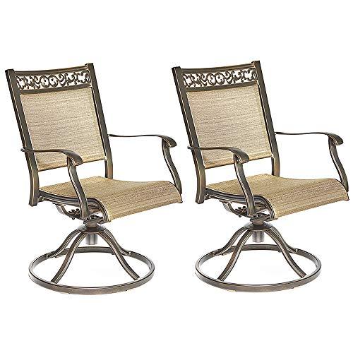 Dali Swivel Rocker Chair, Cast Aluminum All-Weather Comfort Club Arm Patio Dining Chair 2 Pc - CookCave