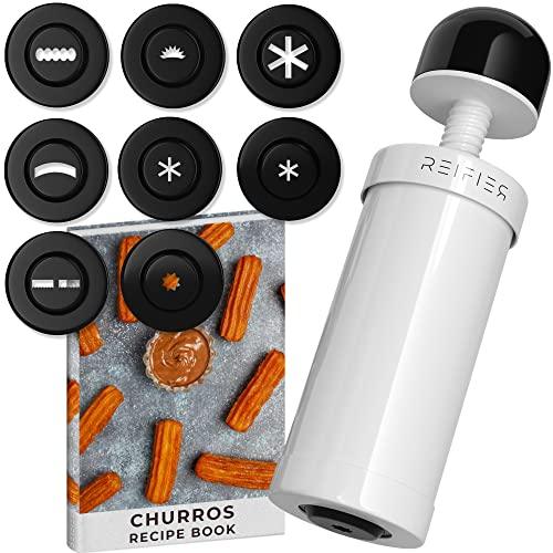 Churrera Churro Maker Machine - Free Recipe eBook Included - 8 Interchangeable Discs - Churros Maker Machine - Cookie Machine - CookCave