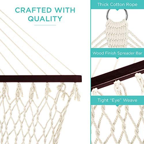 Best Choice Products 2-Person Double Hammock, Outdoor Woven Cotton Rope Hammocks for Backyard, Patio w/Spreader Bars, Carrying Case, 450lb Weight Capacity - CookCave