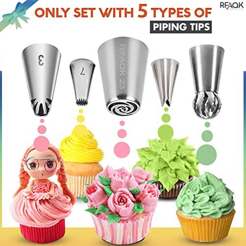 RFAQK 150PCs Russian Piping Tips Complete Set - Cookie,Cupcake Decorating Supplies Kit -Cake Piping Tips Set(24 Icing Tips+25 Russian+7 Ruffle+Leaf&Ball+41 Pastry Bags+EBook) - CookCave