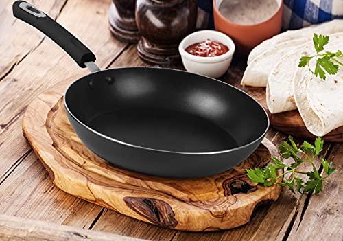 Utopia Kitchen Nonstick Frying Pan Set - 3 Piece Induction Bottom - 8 Inches, 9.5 Inches and 11 Inches (Grey-Black) - CookCave