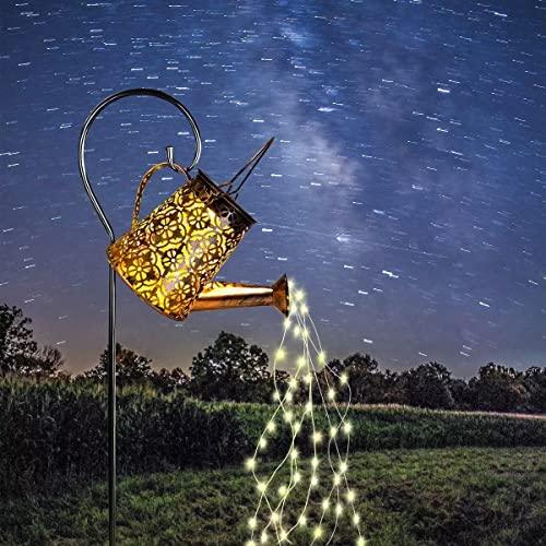Solar Garden Watering Can Lights,Solar Waterfall Lights with Cascading Lights Waterproof Charging Board,Garden Decor for Outside,Outdoor Solar Light String Fairy LED Hanging Lantern for Yard Decor SY - CookCave