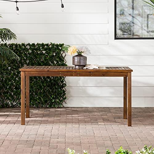 Walker Edison Dominica Contemporary Slatted Outdoor Dining Table, 34 Inch, Dark Brown - CookCave