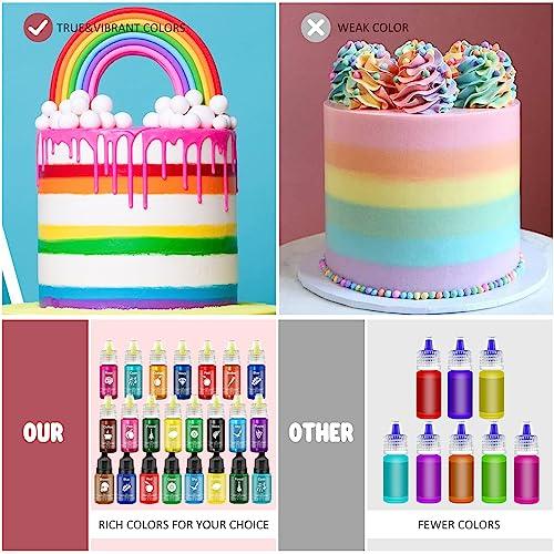 Food Coloring - 30 Vivid Colors Food Coloring Set for Baking, Cake Decorating, Cookie, Fondant, Macaron - Liquid Tasteless Food Color Dye for Airbrush, DIY Slime Making and Crafts - 0.25 fl.oz Bottles - CookCave