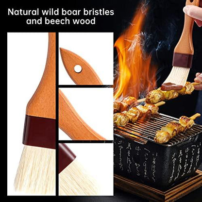 4 Pack Silicone Basting Pastry Brushes with 2 Wood Handle Culinary Oil Brushes, Heat Resistant Brush Set, Perfect for BBQ Sauce Barbecue Butter Grill Baking Kitchen Cooking, BPA Free & Dishwasher Safe - CookCave