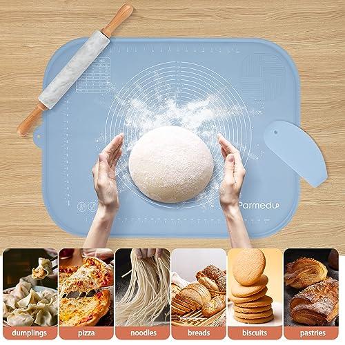 Parmedu Silicone Pastry Mat: 32"*24" Extra Large Non-stick Mat for Kneading with Storage Belt and Dough Cutter - Silicone Heatresistant Countertop Mat and Dough Rolling Mat for Making Pastry and Pasta - CookCave