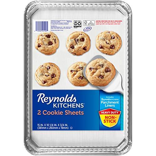 Reynolds Bakeware Disposable Cookie Sheet Pans with Parchment Lining - 15x10.25 Inch, 2 Count - CookCave