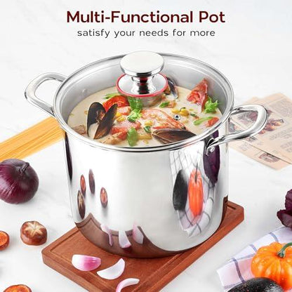 Onader 12QT Large Stainless Steel Stock Pot with Lid Tri-ply Cooking Soup Stockpot - CookCave