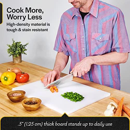 Thirteen Chefs Cutting Boards for Kitchen - 30 x 18 x 0.5" White Color Coded Plastic Cutting Board with Non Slip Surface - Dishwasher Safe Chopping Board - CookCave