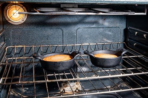 Cast Iron Ramekin Bakeware Bowl Set of 2 by Carver's Olde Iron, 4 1/2" x 1 1/2", 12 Oz Capacity - CookCave