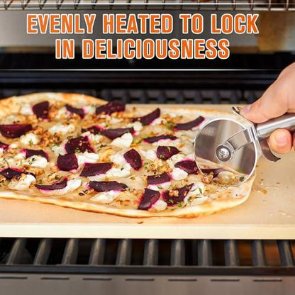 Pizza Stone for Oven, with Wooden Pizza Peel paddle Large Baking Stone Bread Pizza for Pizza,Bread,Pie,BBQ Grill, Oven Baking 15 x 12 Inch - CookCave