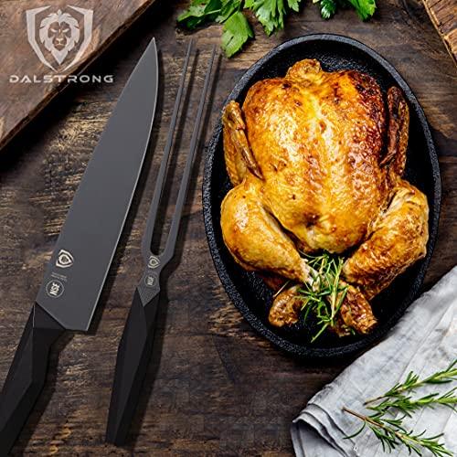 Dalstrong Meat Fork - 8.5 inch - Shadow Black Series - Black Titanium Nitride Coated - High Carbon 7CR17MOV-X Steel - Barbecue Carving Fork - Kitchen Utensils - Two Pronged Fork - NSF Certified - CookCave