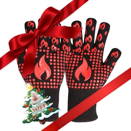 Srramy BBQ Gloves - 1472°F Extreme Heat Resistant, Fireproof, Ideal for Grilling, Barbecuing, Baking, Smoking, and Camping. Suitable for Both Men and Women, Perfect for Handling Hot Food Safely - CookCave