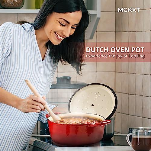 6 Quart Enameled Dutch Oven, Cast Iron Dutch Oven, Covered Dutch Oven, Enamel Stockpot with Lid, Red - CookCave