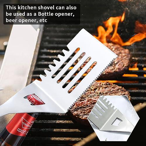 Evanda Grill Spatula, Stainless Steel Multifunction Barbecue Turner, Sturdy and Durable Handle, Heat Resistant, Great for Outdoor BBQ, Teppanyaki, Camping - CookCave