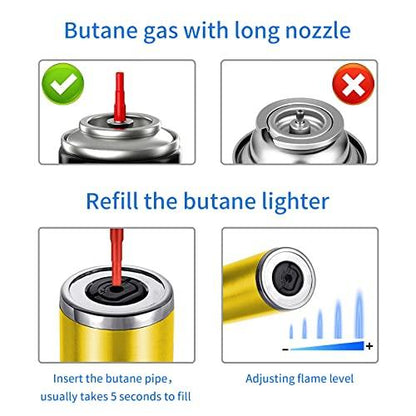 Butane Lighter Torch Long Lighter Adjustable Fire Jet Torch Windproof Refillable Flexible Long Lighter with Visual Fuel Window for Grill BBQS Camping Fireplace 16.55 Inc(Butane Gas Not Included) - CookCave