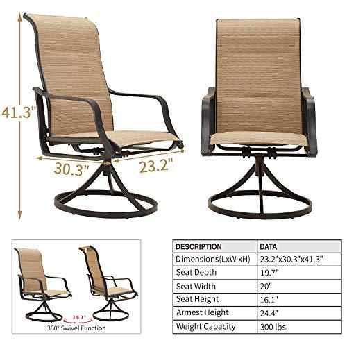 Top Space Patio Dining Chairs Textilene High Back Outdoor Swivel Rocker Set with All Weather Frame (Beige,Set of 2) - CookCave