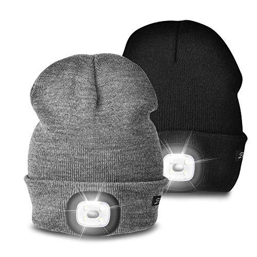 Etsfmoa Unisex Beanie with The Light Gifts for Men Dad Father USB Rechargeable Caps Grey - CookCave