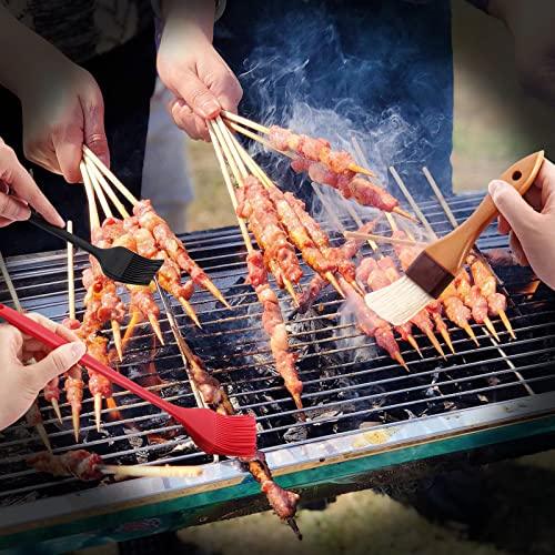 4 Pack Silicone Basting Pastry Brushes with 2 Wood Handle Culinary Oil Brushes, Heat Resistant Brush Set, Perfect for BBQ Sauce Barbecue Butter Grill Baking Kitchen Cooking, BPA Free & Dishwasher Safe - CookCave