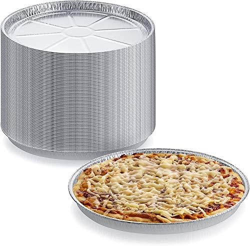 DCS Deals Pack of 12 Disposable Round Foil Pizza Pans – Durable Pizza Tray for Cookies, Cake, Focaccia and More – Size: 12-1/4" x 3/8" - CookCave