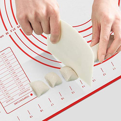 Silicone Baking Mat Non Slip Pastry Mat with Measurement Non Stick BPA Free Baking Mat Sheet for Rolling Dough Counter Cookies Pie, 24 x 16 Inches Red (with 1 Dough Scraper) - CookCave