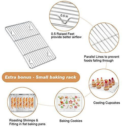 TeamFar Roasting Pan with Rack, 14 Inch Stainless Steel Turkey Roaster Lasagna Pan with V-Shaped Rack & Cooling Rack, Healthy & Durable, Brushed Surface & Dishwasher Safe, Rectangular - Set of 3 - CookCave