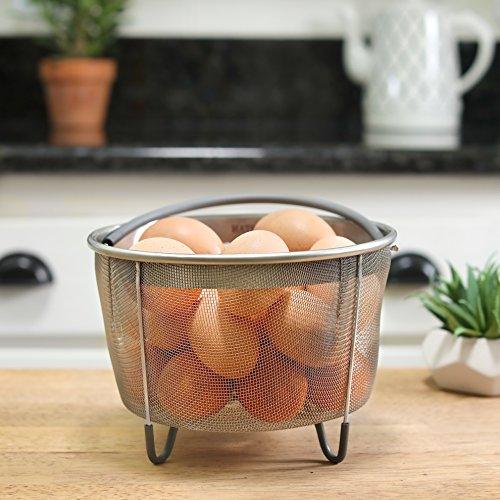 The Original Hatrigo Steamer Basket for Pressure Cooker Accessories 6qt [3qt 8qt avail] Compatible with Instant Pot Accessories 6 qt, Ninja Foodi, Other Pressure Cookers, Silicone Handle, IP 6 Quart - CookCave