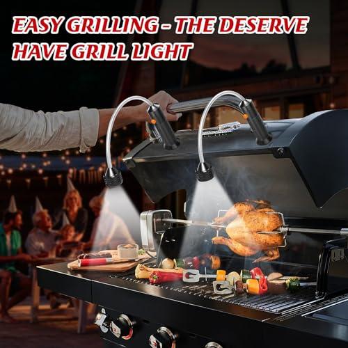 Grill Light BBQ Grilling Accessories: Unique Valentines Day Gifts for Him Men Dads Husbands Grandpas, Cool Gadgets GrillIing Tools Barbecue Supplies, Bright Magnetic Smoker LED BBQ Light, 2 Pack - CookCave