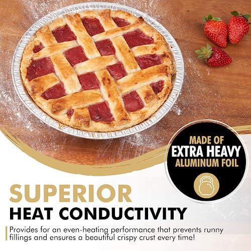 9" Pie Pans [50 Pack] - Heavy Duty Standard-Sized Disposable Aluminum Foil Pie Tins for Baking and Serving - CookCave