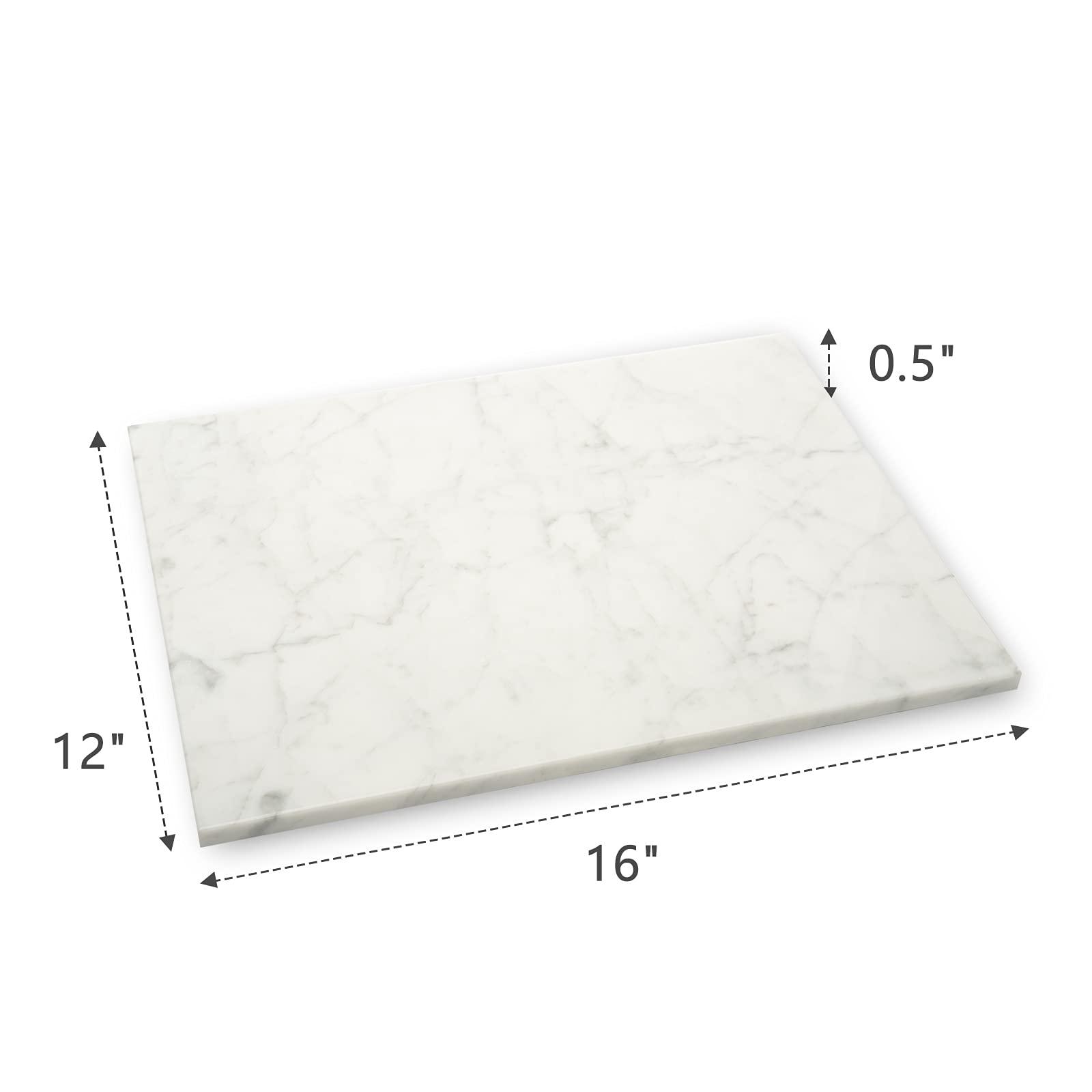 HERFECEAL Natural Marble Cutting Board, Cutting Pastry Board Tray Plates for Cheese Rolling Dough, Non-Stick Marble Slab with Non-Slip Rubber Feet for Cake Display, Carrara White 12"x16" - CookCave