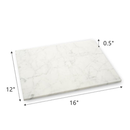 HERFECEAL Natural Marble Cutting Board, Cutting Pastry Board Tray Plates for Cheese Rolling Dough, Non-Stick Marble Slab with Non-Slip Rubber Feet for Cake Display, Carrara White 12"x16" - CookCave