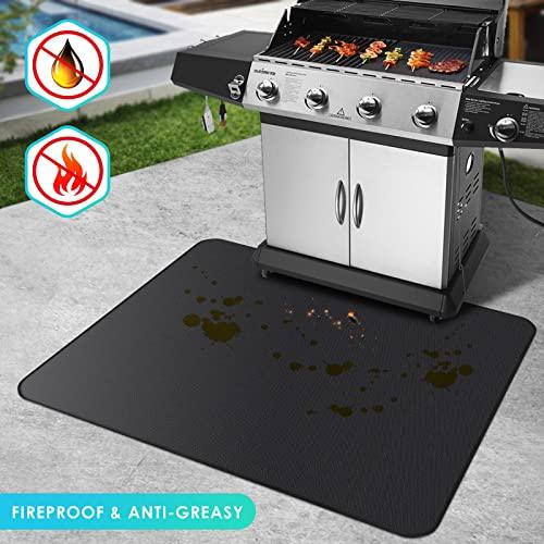 Under Grill Mat EC TECH, 60 x 48 Inch Grill Mat Under Desk, Double-Sided Fireproof Oil-Proof Mats for Fire Pit with Stitched Edge, Grill Mats for Outdoor Grill, Charcoal, Gas Grills, Smokers, BBQ - CookCave