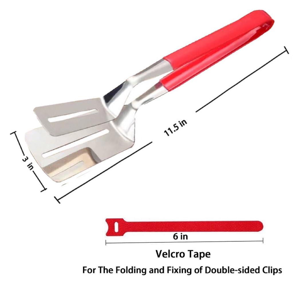 Anti-Scald Extended Handle Spatula Tongs, 11.5 Inch Multifunctional Stainless Steel Cooking Tongs Food Flip Shovel Clamp for Steak Fish Bread Hamburger BBQ Frying Pancake Pies Pizza - CookCave