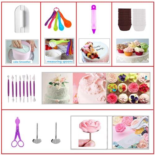 ANSLYQA 345 Pcs Cake Decorating Kit with Cake Turntable & Leveler,55 Numbered Icing Piping Tips,2 Spatulas,3 Comb Scrapers,2 Tip Couplers,102 Pastry Bags,100 Paper Cupcake Liners - CookCave