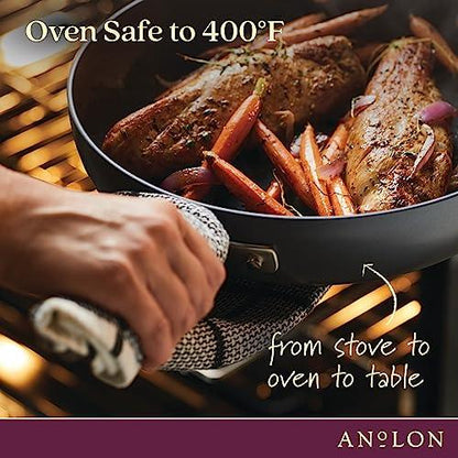 Anolon Advanced Hard Anodized Nonstick Sauce Pan/Saucepan with Straining and Pour Spouts, 1 Quart, Gray - CookCave