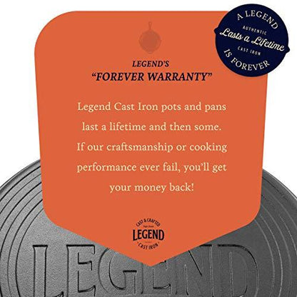 Legend Cast iron Pizza Pan | 14” Steel Pizza Cooker with Easy Grip Handles | Deep Stone for Oven or Griddle for Gas, Induction, Grilling | Lightly Pre-Seasoned Cookware Gets Better with Use - CookCave