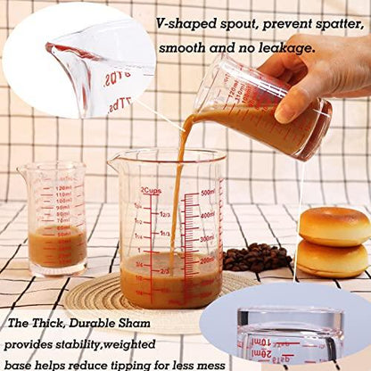 Ackers Shot Glass Measuring Cup 4 Ounce/120ML Liquid Heavy High Espresso Glass Cup Red Line，V-Shaped Spout - CookCave