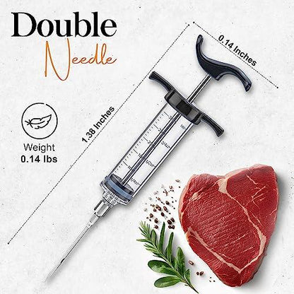 Alpine Cuisine BBQ Injector 6.3-Inch - Perfectly Marinate Your Meat with the Stainless Steel Injector Meat - Inject Sauces, Brines, & Marinades for a Juicy and Flavorful BBQ - Durable & Easy to Use - CookCave