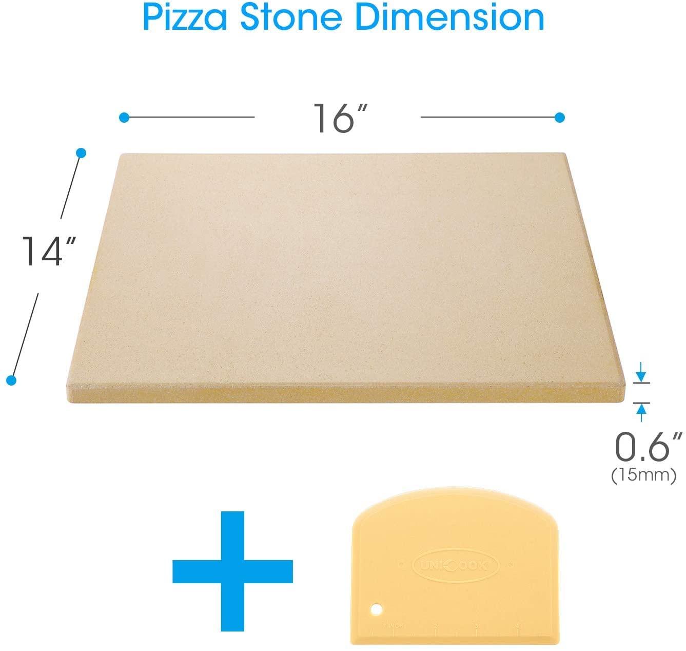 Unicook Large Pizza Stone for Oven and Grill, Heavy Duty Baking Stone for Bread, Thermal Shock Resistant Cordierite Pizza Pan, 16 x 14 Inch Rectangular - CookCave