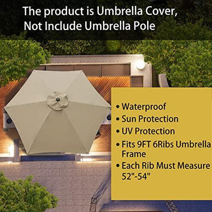 Sunshine Outdoor 9ft with 6 Ribs Patio Umbrella Replacement Canopy Market Umbrella Top Outdoor Umbrella Canopy Poloere(2pcs/package) - CookCave