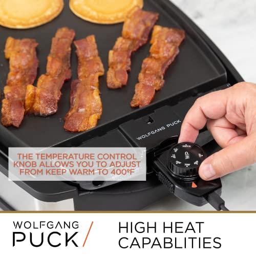 Wolfgang Puck XL Reversible Grill Griddle, Oversized Removable Cooking Plate, Nonstick Coating, Dishwasher Safe, Heats Up to 400ºF, Stay Cool Handles - CookCave