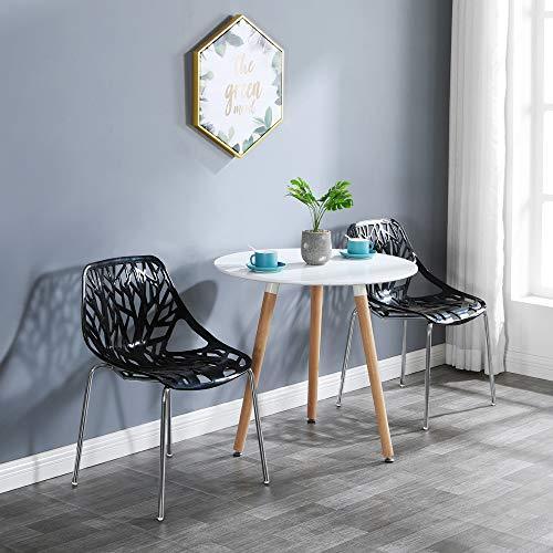 Bonnlo Modern Black Dining Chairs Set of 6,Plastic Saping Birch Chairs,Stackable Dining Chairs Set for Living Room/Kitchen/Office (6, Black) - CookCave