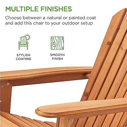 Best Choice Products Folding Adirondack Chair Outdoor Wooden Accent Furniture Fire Pit Lounge Chairs for Yard, Garden, Patio w/ 350lb Weight Capacity - Brown - CookCave