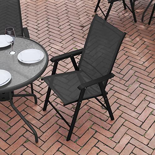 Flash Furniture Paladin Black Outdoor Folding Patio Sling Chair with Black Frame (2 Pack) - CookCave