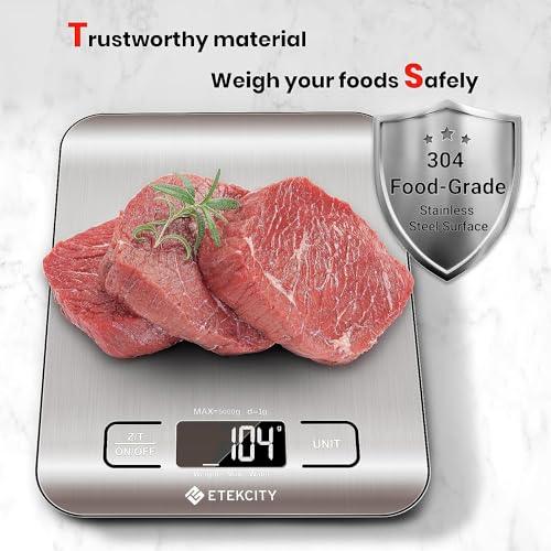 Etekcity Food Scale, Digital Kitchen Scale, 304 Stainless Steel, Weight in Grams and Ounces for Baking, Cooking, and Meal Prep, LCD Display, Medium - CookCave